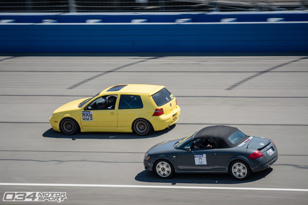 MkIV GTI and 8N Audi TT driving Auto Club Speedway Roval