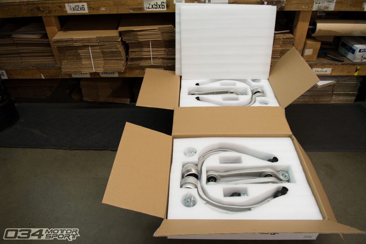 B8 Density Line Control Arm kits in Shipping Department