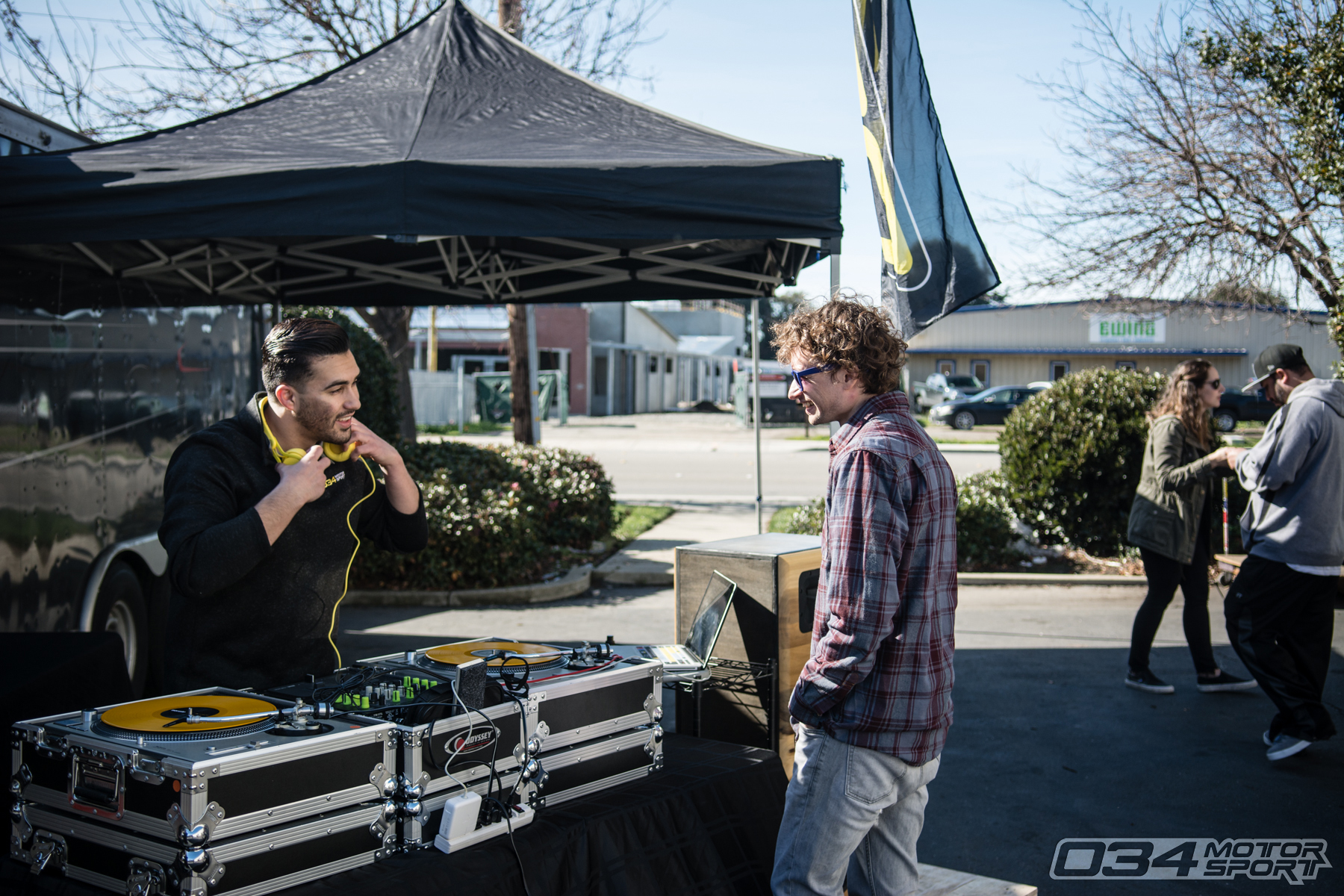 DeeJayJRL sets up music at 034Motorsport WinterFest 2018 Open House