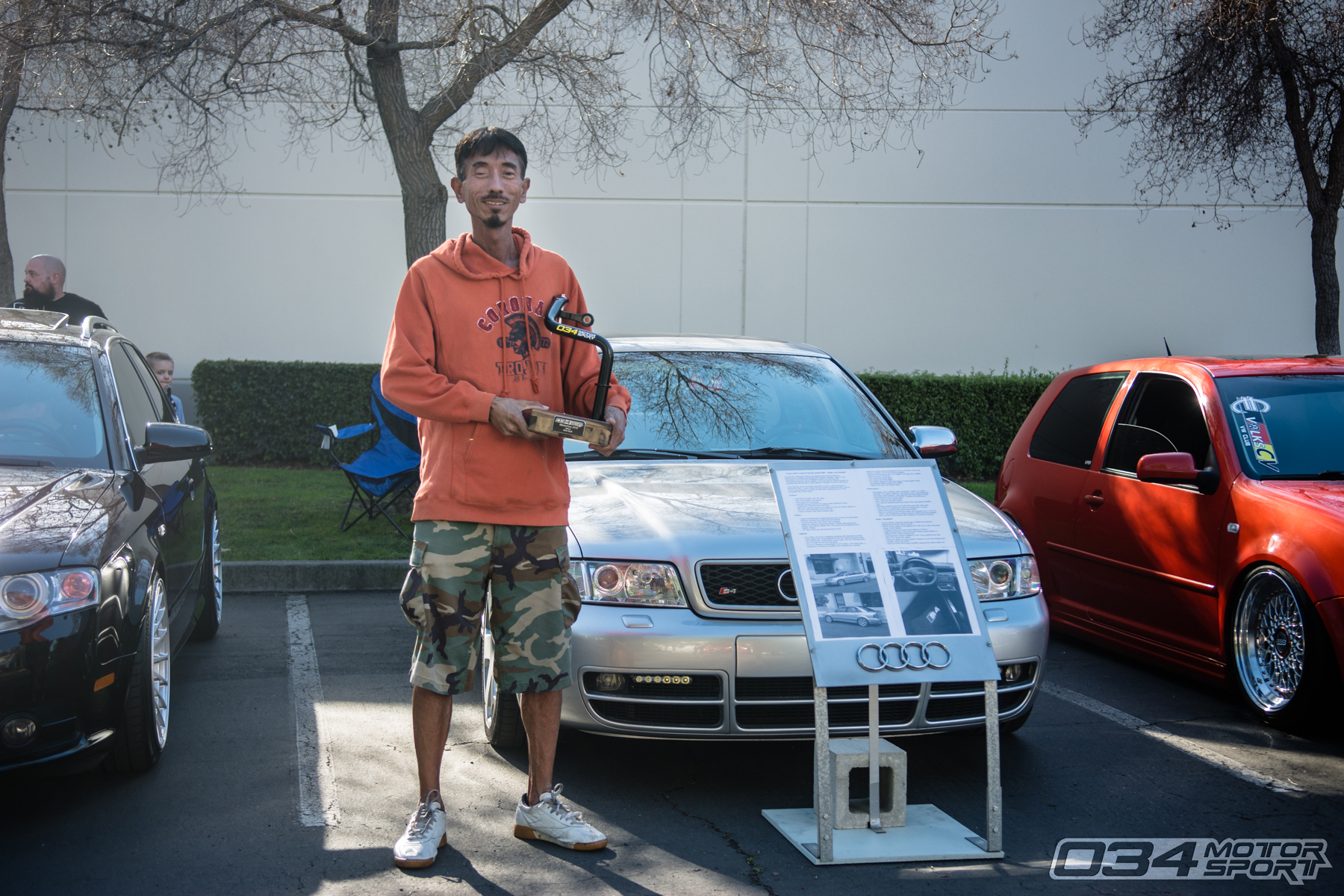 Ti and his 2001 B5 Audi S4 winning "Best Audi" at WinterFest 2018