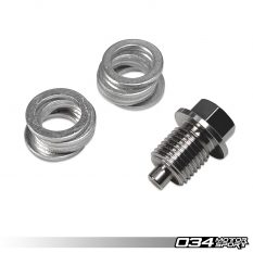 The 034Motorsport Billet Magnetic Oil Drain Plug Kit for Audi and Volkswagen vehicles with a Metal Oil Pan Now Available From 034Motorsport!